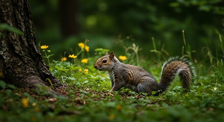 Obraz premium Squirrel in the Forest - A Natural Encounter.