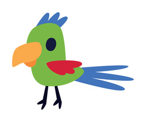 Bright Pirate Parrot with Tail and Wing Vector Illustration