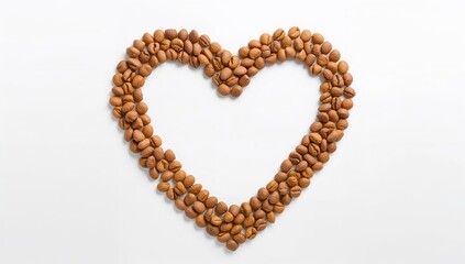 Obraz premium A heart shape created with dry dog food on a white background, signifies nutritious options for pets