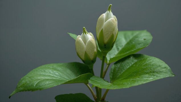 Velvetleaf Blossom and Seed Capsule in Natural Greenery