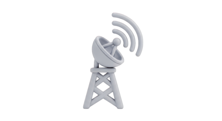 3D Rendered Satellite Dish Antenna on Tower.