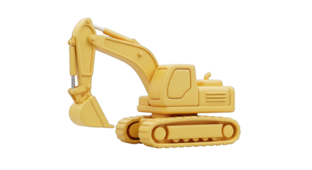 Yellow 3D Render of a Crawler Excavator.