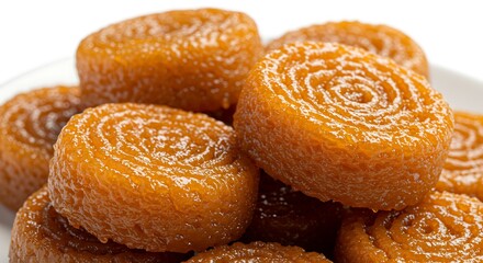 Delicious Honey Syrup Coated Round Pastries Stacked Together.