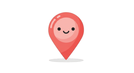 Cute Cartoon Map Pointer with Smiling Face Illustration.