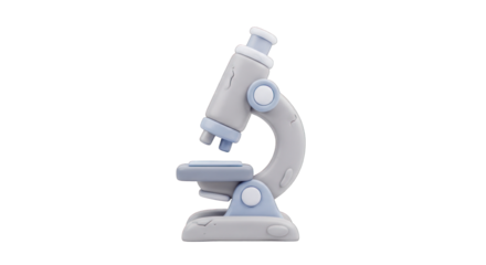 Gray and Blue Cartoon Microscope Illustration on White.