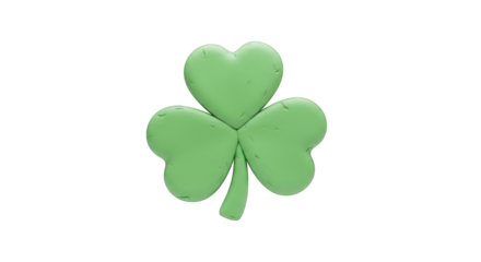 3D Render of a Textured Green Clover Leaf.