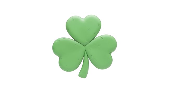 3D Render of a Textured Green Clover Leaf. - Powered by Adobe