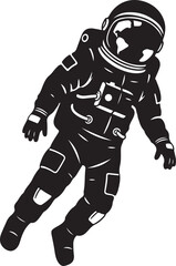 Bold Astronaut in Space Black and White Vector Illustration Design