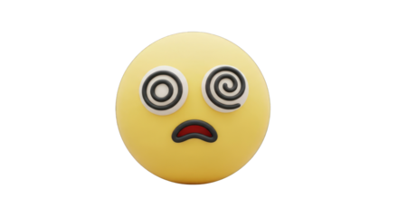 3D Rendered Emoji of a Dizzy Face.