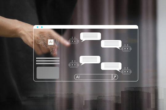AI chatbot interface facilitates communication, chatbot, and AI interaction for automated user support and information exchange.