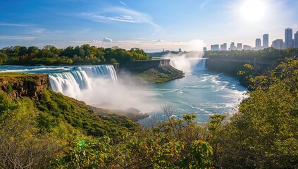 Fototapeta premium Waterfall scenery in spring with vibrant natural colors