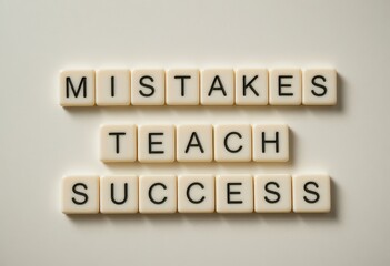 Naklejka premium Inspiring Words on Mistakes and Success in Creative Flat Lay Arrangement