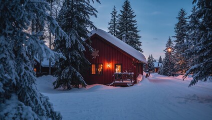 Santa Claus Village in a snowy landscape, ideal for winter tourism experiences