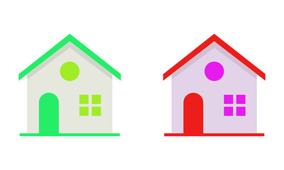 Vibrant Flat House Icon Set PNG - Modern Minimal Style for Real Estate Branding, Web Design, Digital Illustration Projects