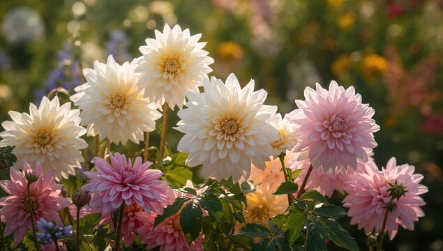 Vibrant dahlia flower backdrop, ideal for editorial headers