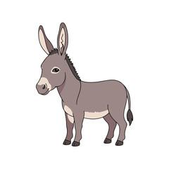 Naklejka premium Kawaii Donkey Calm Pastel Donkey with Smooth Fur and Long Ears