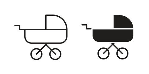Baby carriage icon pictogram in trendy outline style. icon, sign or symbol.