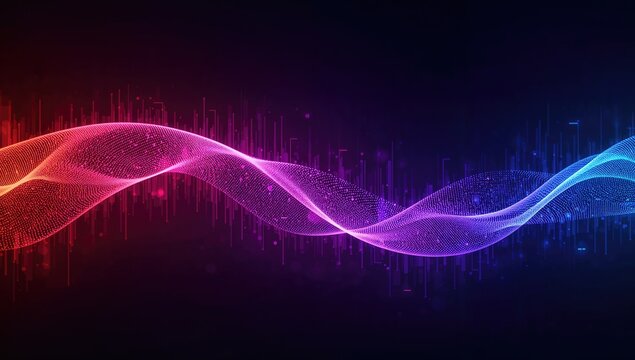 Abstract data science technology background featuring vibrant colors and fuzzy waves, suitable for a digital interface
