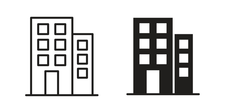 Building icon pictogram in trendy outline style. icon, sign or symbol.