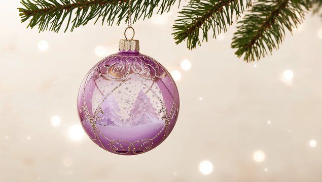 Violet winter holiday decoration globe ball - Powered by Adobe