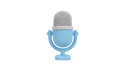 Light Blue Cartoon Microphone Icon.
