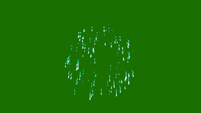 Vibrant fireworks display isolated on green screen for festive