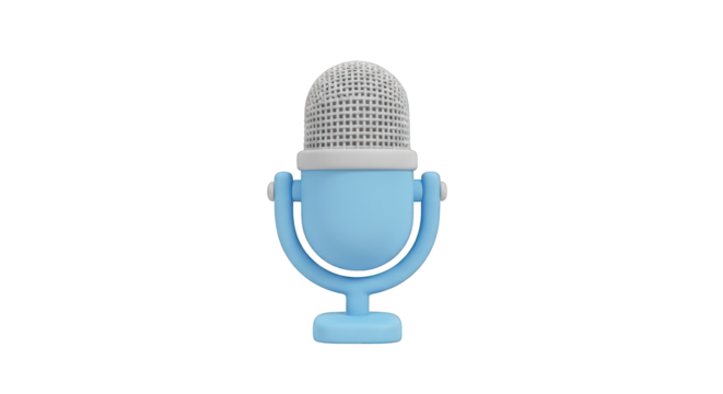Light Blue Cartoon Microphone Icon.