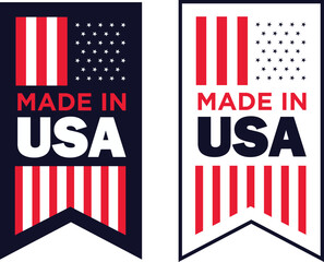 Two made in usa vector badges, one in dark blue and one in white
