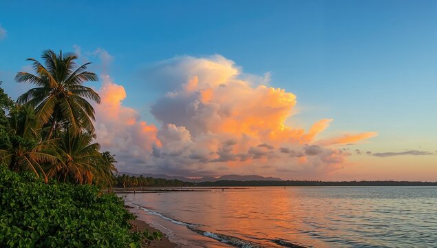 Dusk over the Amazon rainforest