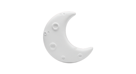 White Crescent Moon with Crater Details.