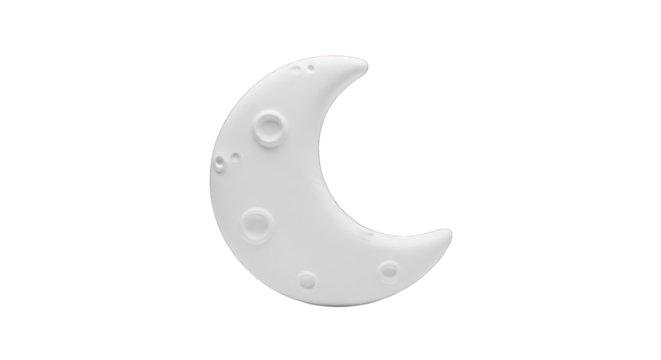 White Crescent Moon with Crater Details.