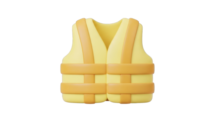 3D Render of a Yellow Life Vest with Orange Straps.