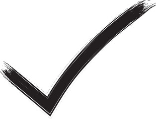Check mark drawn with black paint brush, representing approval and confirmation