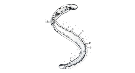 Abstract s shaped water splash isolated on transparent background