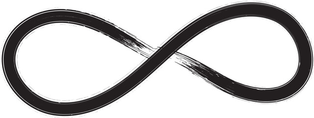 Black brush stroke infinity symbol, representing endless possibilities and concepts