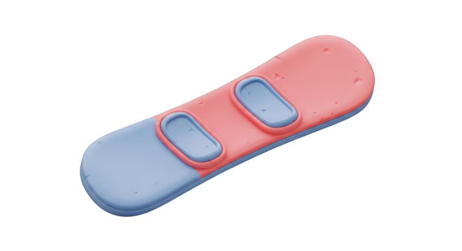 Colorful Cartoon Snowboard with Blue and Pink Design.