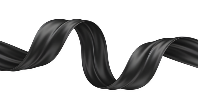 Dark gray ribbon swirl isolated on transparent background