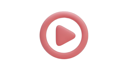 3D Rendered Pink Play Button Icon.