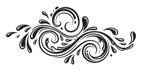 Black swirl ornament isolated on white background