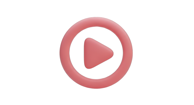3D Rendered Pink Play Button Icon.