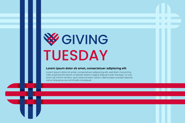 Giving Tuesday Charity Campaign Banner with Heart Ribbon Pattern