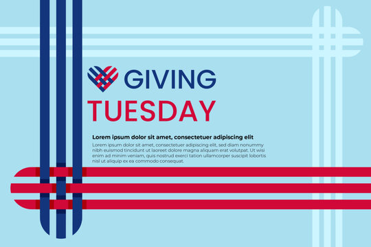 Giving Tuesday Charity Campaign Banner with Heart Ribbon Pattern