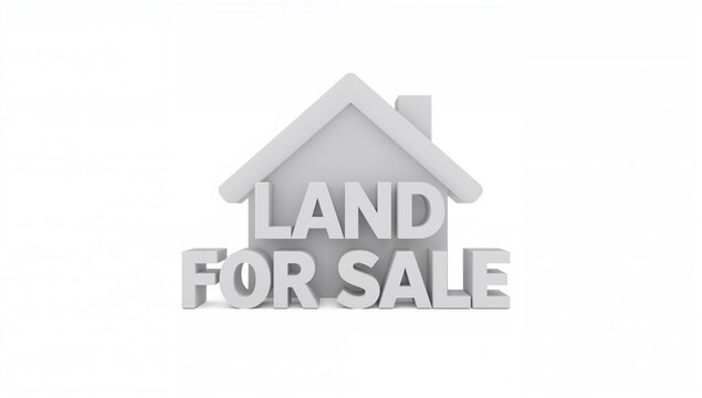 Isolated real estate sign featuring a house and land for sale, suitable for property listings