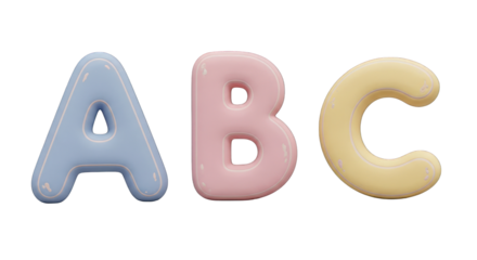 Pastel-Colored 3D Rendered ABC Letters.