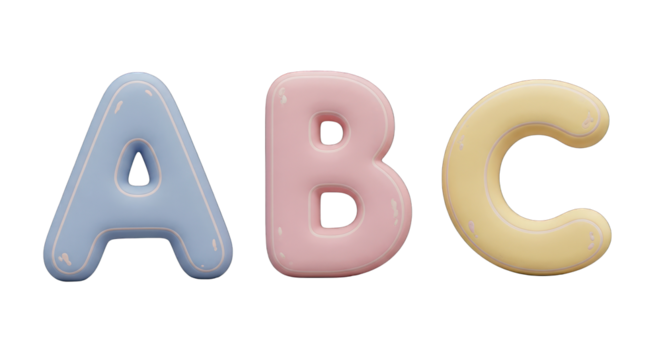Pastel-Colored 3D Rendered ABC Letters.