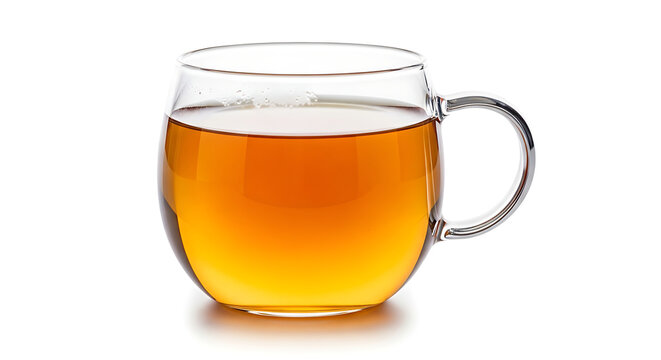 Cup of delicious tea isolated on white, romatic green tea, freshness, morning beverage, and wholesome lifestyle
