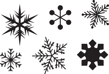 Collection of six unique snowflake designs for winter holiday decoration