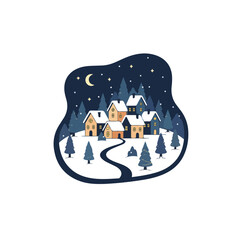 Vector Illustration of Cozy Christmas Celebration Scene — Family, Santa Claus, and Winter Decorations in Minimalist