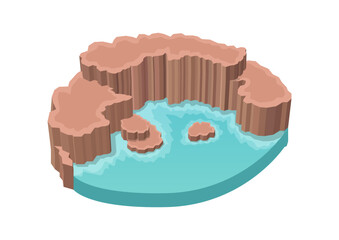 Isometric rocky mountain coastal
