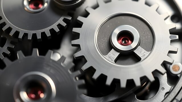 톱니바퀴 부품이 맞물려 돌아가고잇다The cogwheel parts are working together